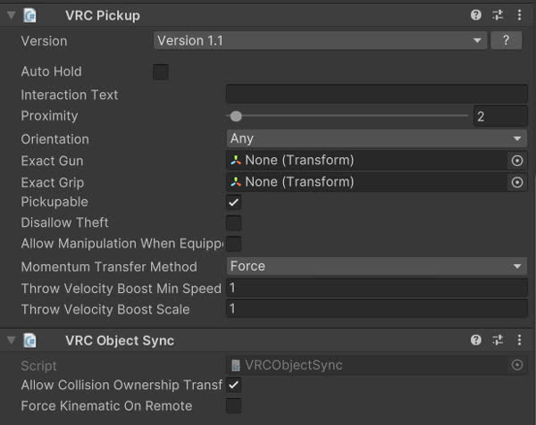 コンポーネントをアタッチ
