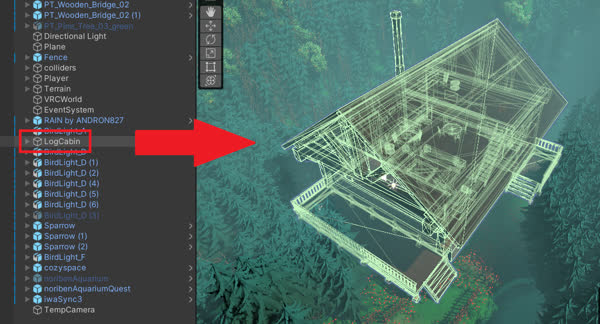 ログハウスを配置